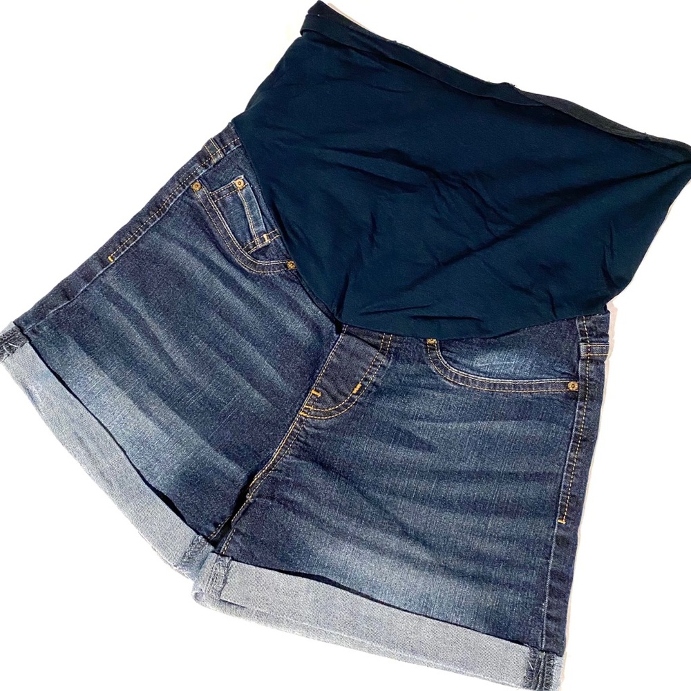 Maternity Jean Denim Pregnancy Band Elastic Shorts